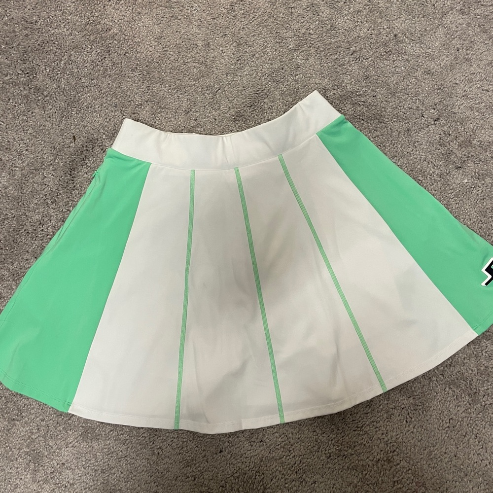 J Lindeberg White Lime Green Tennis Golf Skort Jolie Skirt Zip Pockets XS